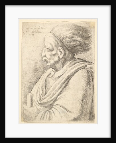 Man with caricatured features and hair streaming behind, in half-length to left, 1648 by Wenceslaus Hollar
