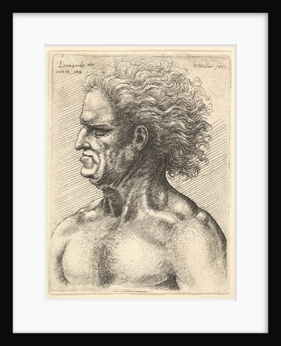 Head of a muscular old man in profile to left with flowing hair, 1625-77 by Wenceslaus Hollar