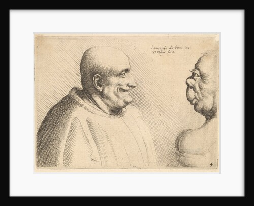 A large man with a bald head facing a grotesque female, 1625-77 by Wenceslaus Hollar