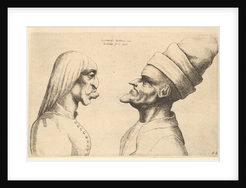Two deformed heads facing each other, 1645 by Wenceslaus Hollar
