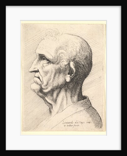 Head of an old man with tufts of curly hair around ear in profile to left, 1644-52 by Wenceslaus Hollar