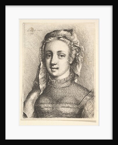 Head and shoulders of a woman with a veil and diaphanous neckware, 1645 by Wenceslaus Hollar