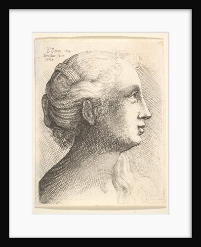 Head of a young woman in profile to right, 1645 by Wenceslaus Hollar