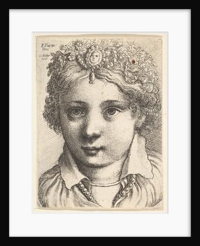 Head of a young girl wearing a jeweled headdress, ca. 1645 by Wenceslaus Hollar