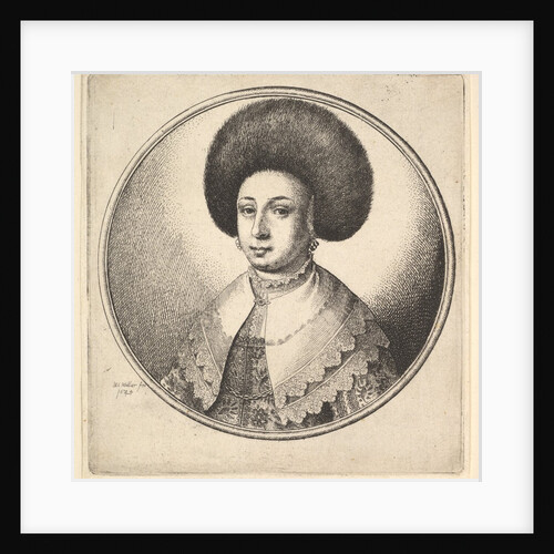 Woman with large circular fur hat and earrings, 1645 by Wenceslaus Hollar