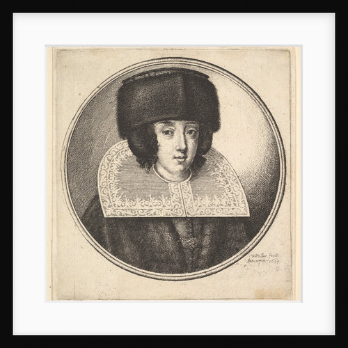 Woman with stiff lace collar and flat-crowned fur hat, 1645 by Wenceslaus Hollar