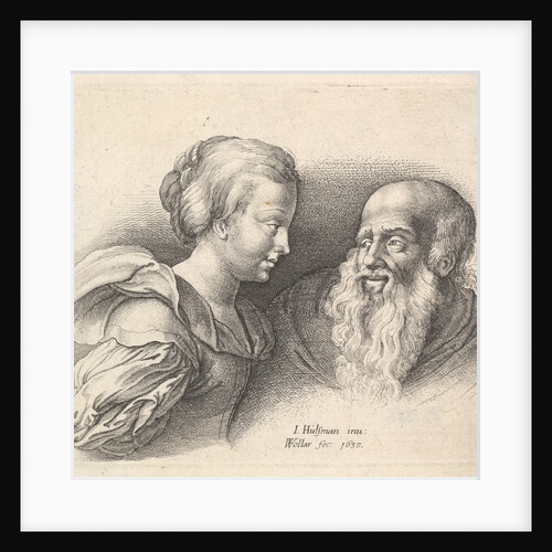 An Old Man and a Girl, after Hulsman, 1635 by Wenceslaus Hollar