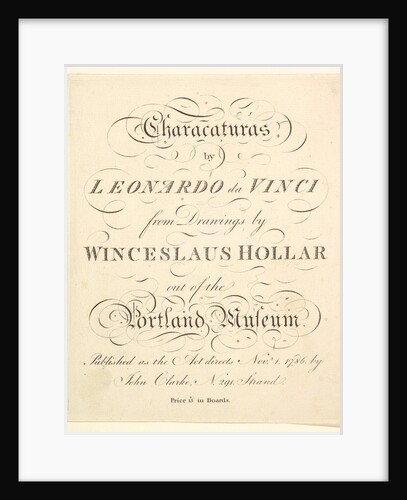 Title Page: Characaturas by Leonardo da Vinci, from Drawings by Wincelslaus Hollar, out of…, 1786 by Unknown