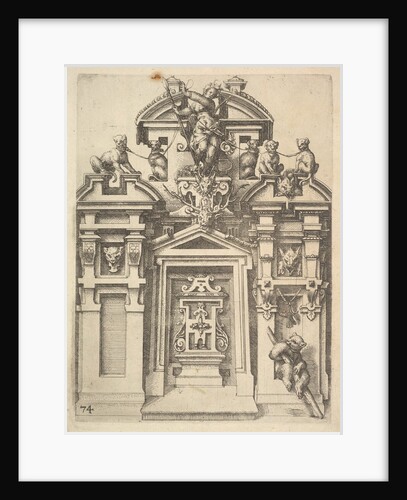 Design for an Architectural Structure with a Hunting Theme , Plate 74 from Dietterlin's Ar…, 1598 by Wendel Dietterlin the Elder