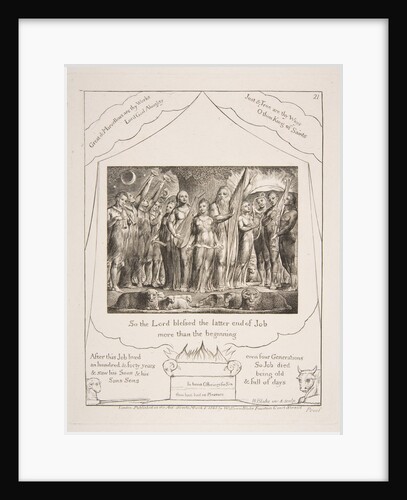 Job and his Wife restored to Prosperity, from Illustrations of the Book of Job, 1825-26 by William Blake