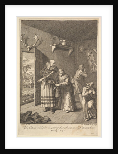 The Curate and the Barber Disguising Themselves to convey Don Quixote Hom by William Hogarth