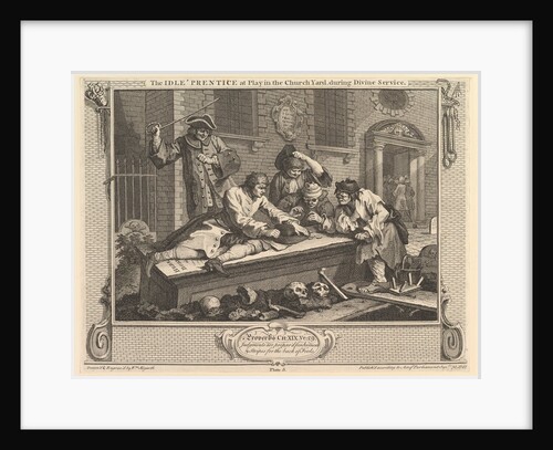 The Idle 'Prentice at Play in the Churchyard: Industry and Idleness, plate 3, September 30, 1747 by William Hogarth