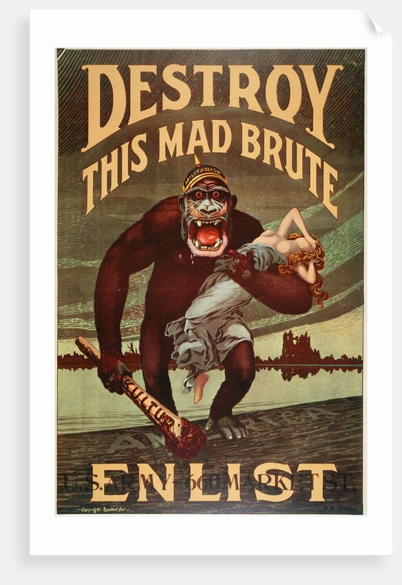 US Army enlistment poster; Destroy this Mad Brute, 1917-1918 by Unknown