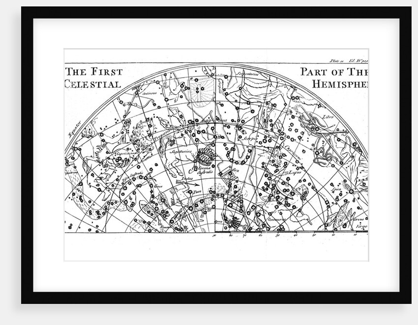 First part of the star chart of the Southern Celestial Hemisphere showing constellations, 1747 by Unknown