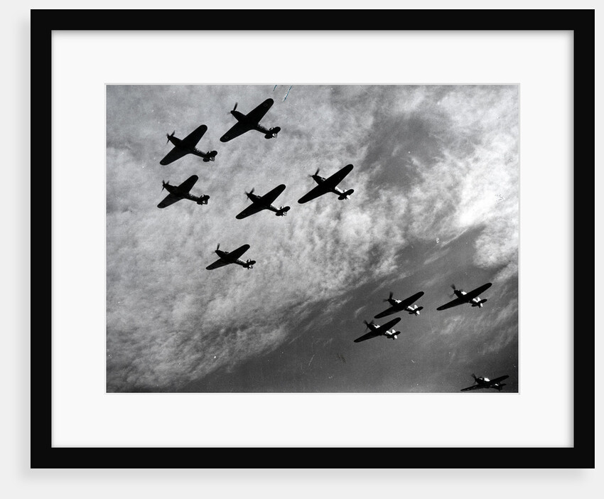 Hawker Hurricanes flying in formation, Battle of Britain, World War II, 1940 by Unknown