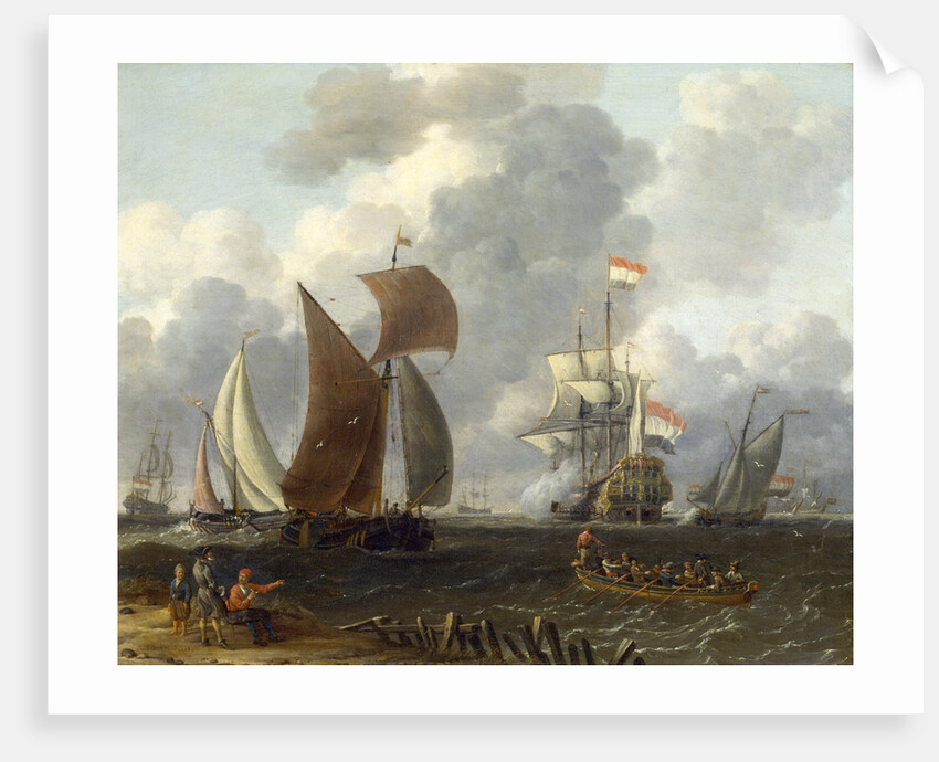 A Battle Offshore, 17th century by Abraham Storck