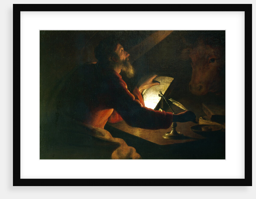 St Luke the Evangelist writing his Gospel watched by his symbol, an ox, 17th century by Unknown
