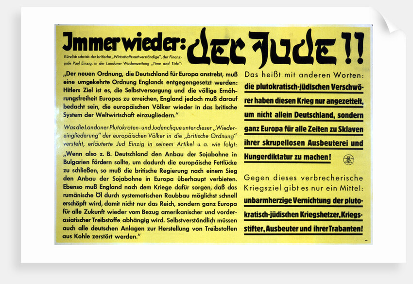 Yet again: the Jew!! German anti-semitic propaganda leaflet by Unknown