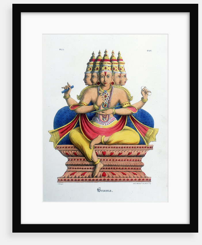Brahma, first god of the Hindu trinity (trimurti), and creator of the universe, c19th century by A Geringer