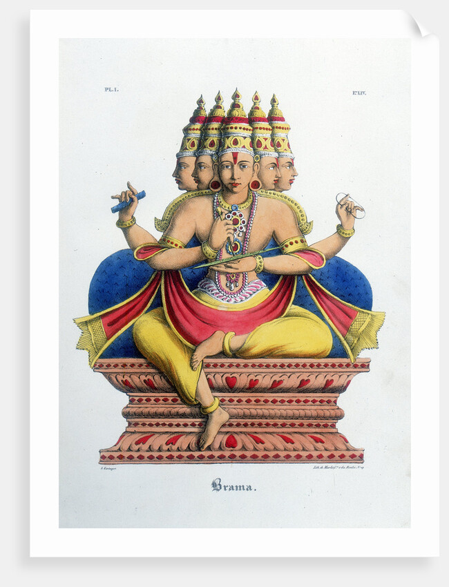 Brahma, first god of the Hindu trinity (trimurti), and creator of the universe, c19th century by A Geringer
