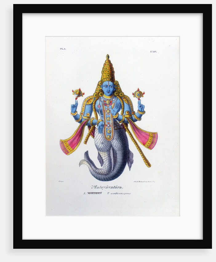 Vishnu, one of the gods of the Hindu trinity (trimurti), c19th century by A Geringer