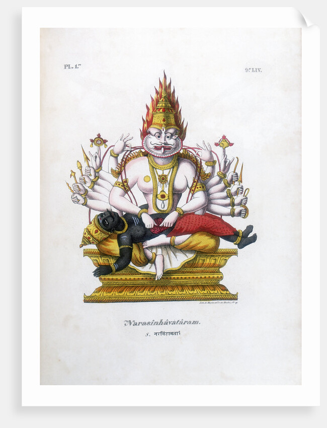 Vishnu, one of the gods of the Hindu trinity (trimurti), c19th century by A Geringer