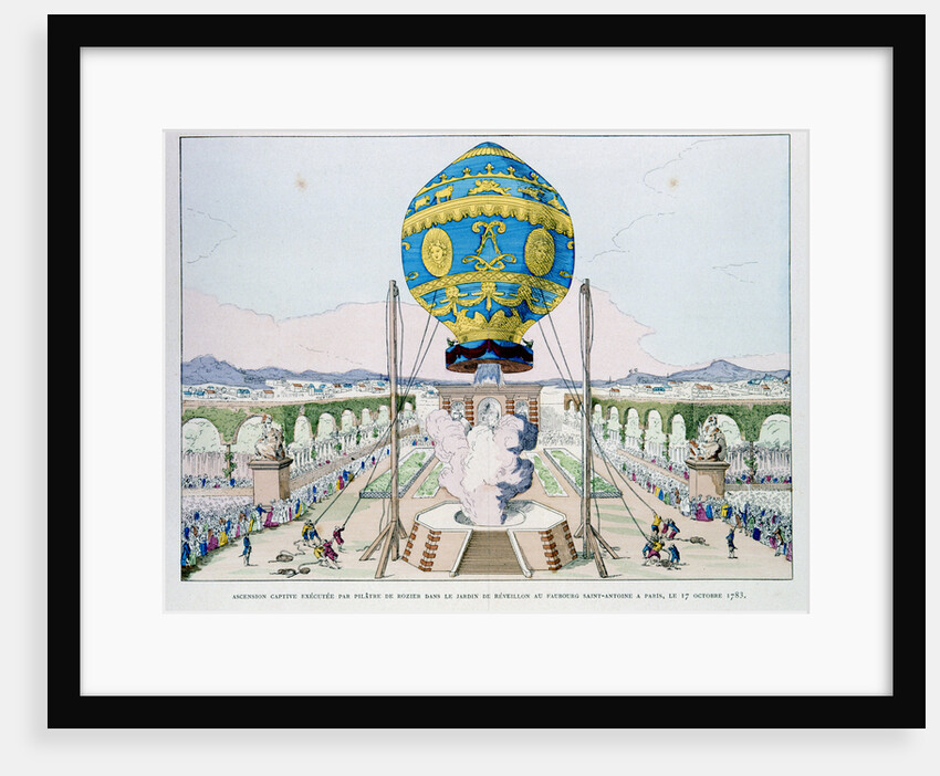 Ascent in captive hot air balloon made by Pilatre de Rozier, Paris, 11 October 1783 by Anonymous