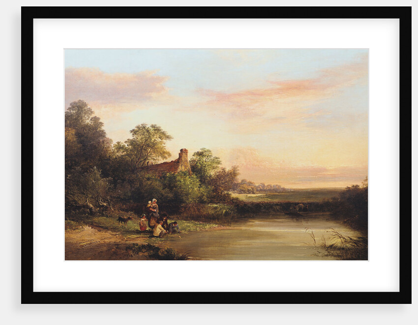 English Landscape with Cottage and Stream, 1860 by Edward Charles Williams