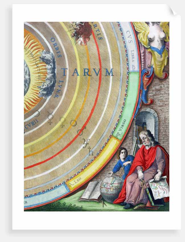 An astronomer, detail from a map of the planets, 1660-1661 by Andreas Cellarius
