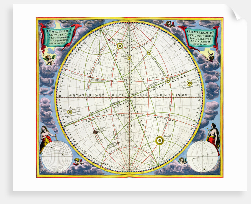 Map charting the movement of the Earth and Planets, 1660-1661 by Andreas Cellarius