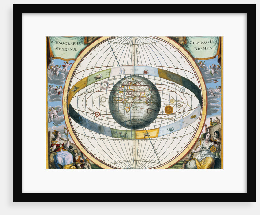 Map showing Tycho Brahe's system of planetary orbits around the Earth, 1660-1661 by Andreas Cellarius