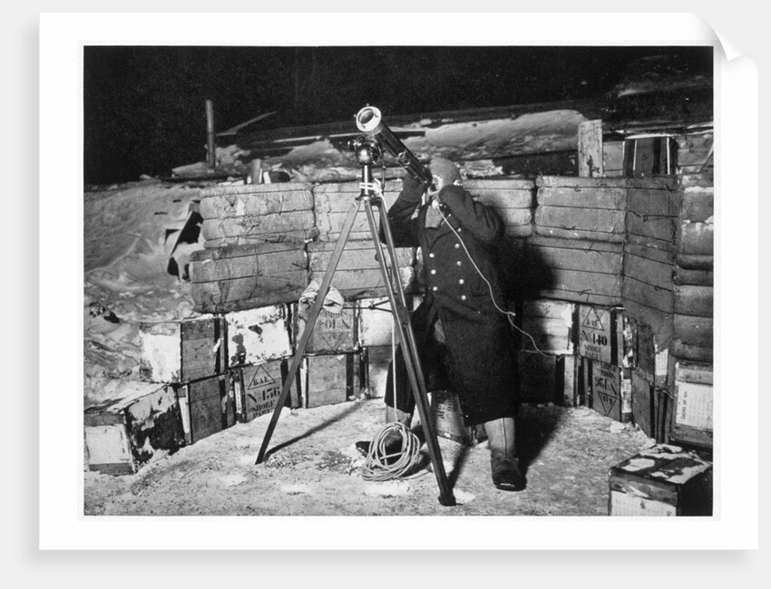 Commander Evans observing an Occulation of Jupiter, Antarctica, 1910-1912 by Herbert Ponting
