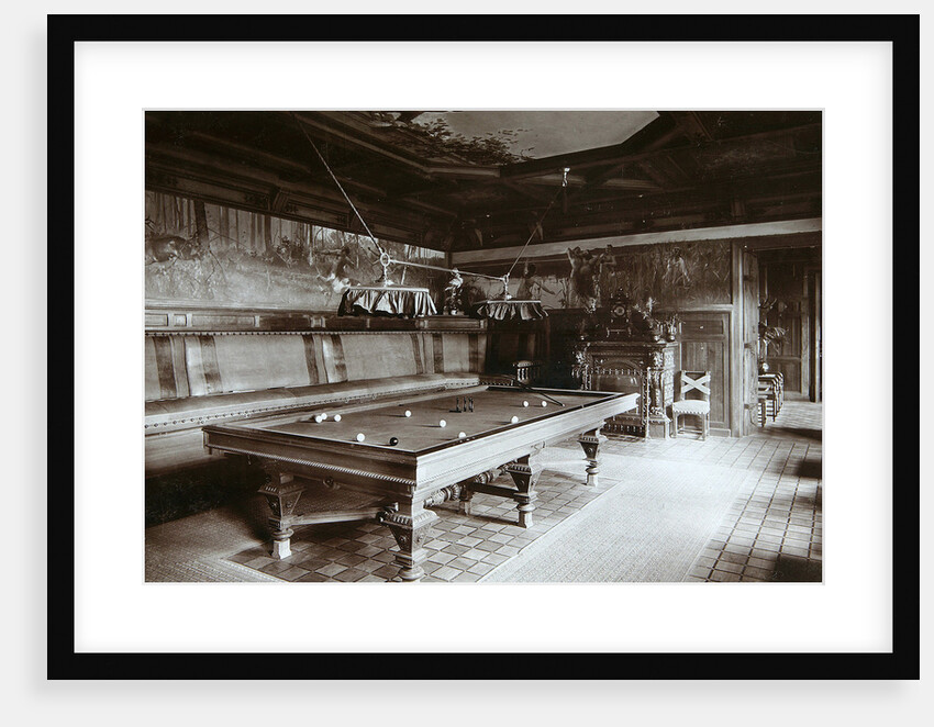The billiard room, Imperial Palace, Bialowieza Forest, Russia, late 19th century by Mechkovsky