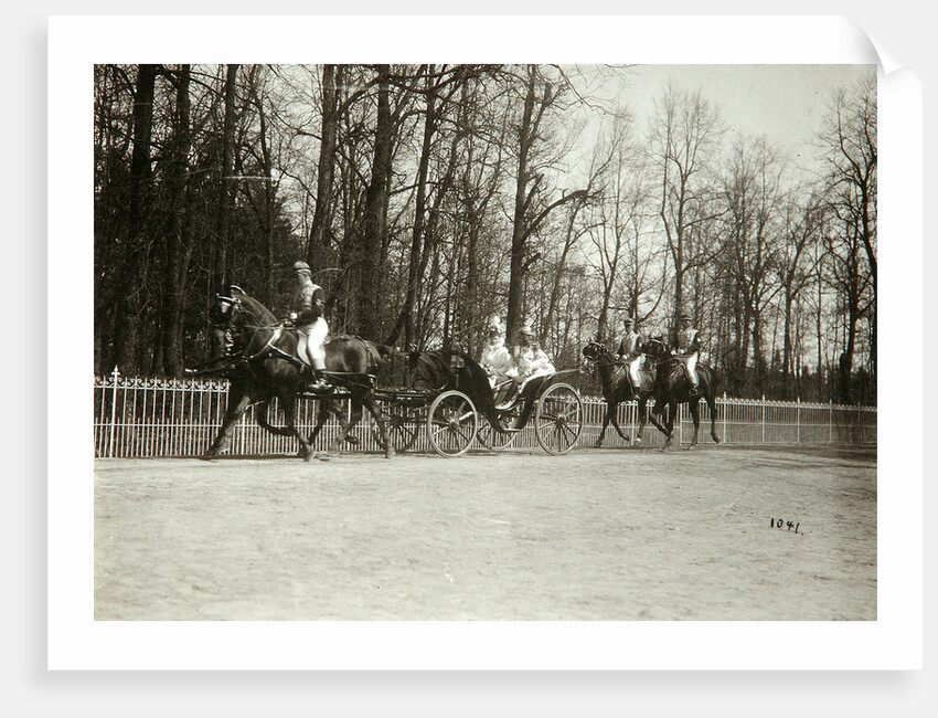 Tsar Nicholas II and Tsarina Alexandra Fyodorovna of Russia in a carriage, early 20th century by K von Hahn