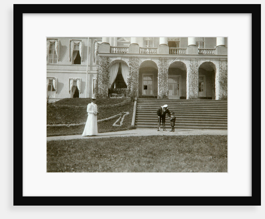 Tsarina Alexandra Fyodorovna with Tsarevich Alexei of Russia, c1907-c1910. by K von Hahn