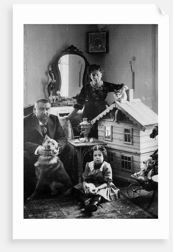 Russian author Alexander Kuprin at home with his family, Gatchina, Russia, early 20th century by Unknown