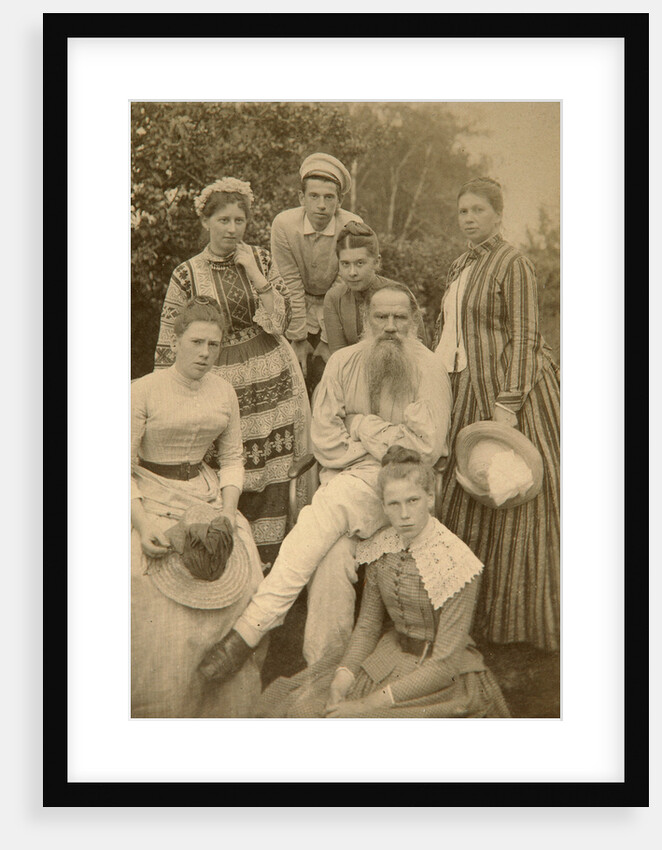 Russian author Leo Tolstoy with his family, Yasnaya Polyana, Russia, late 19th century(?). by Semyon Abamalek-Lazarev