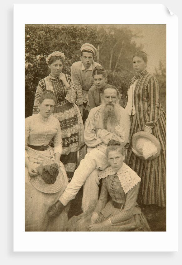 Russian author Leo Tolstoy with his family, Yasnaya Polyana, Russia, late 19th century(?). by Semyon Abamalek-Lazarev