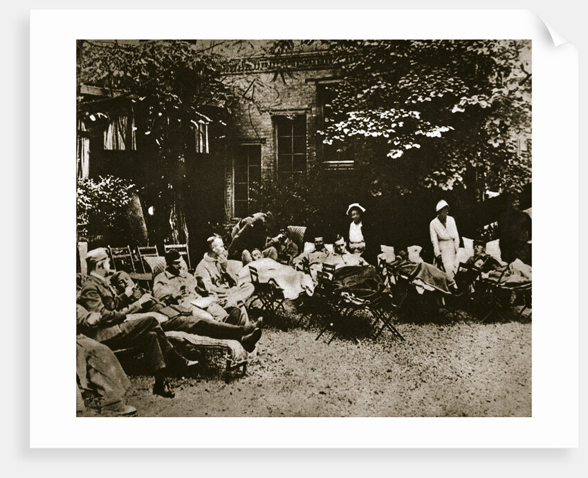 Injured soldiers recuperating at an American hospital in Paris, France, World War I, 1918 by Unknown