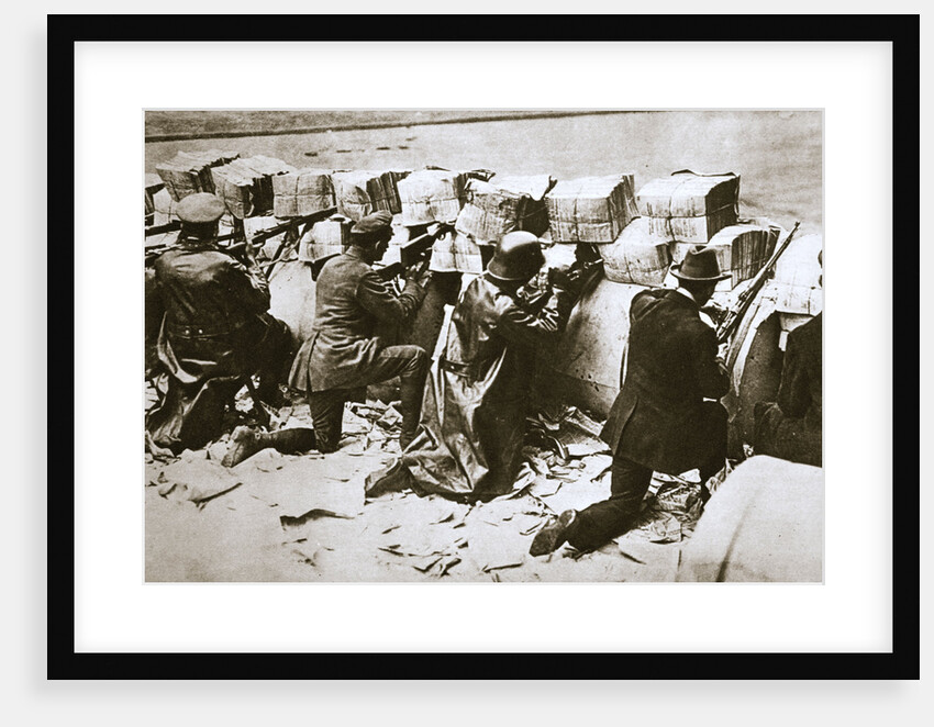 Barricades on a street, German Revolution, Berlin, Germany, c1918-c1919 by Unknown