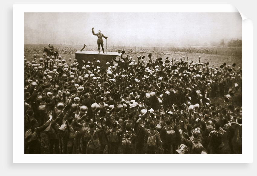 Colonel and men of the 9th East Surrey Regiment cheering the King, France, 12 November, 1918 by Unknown