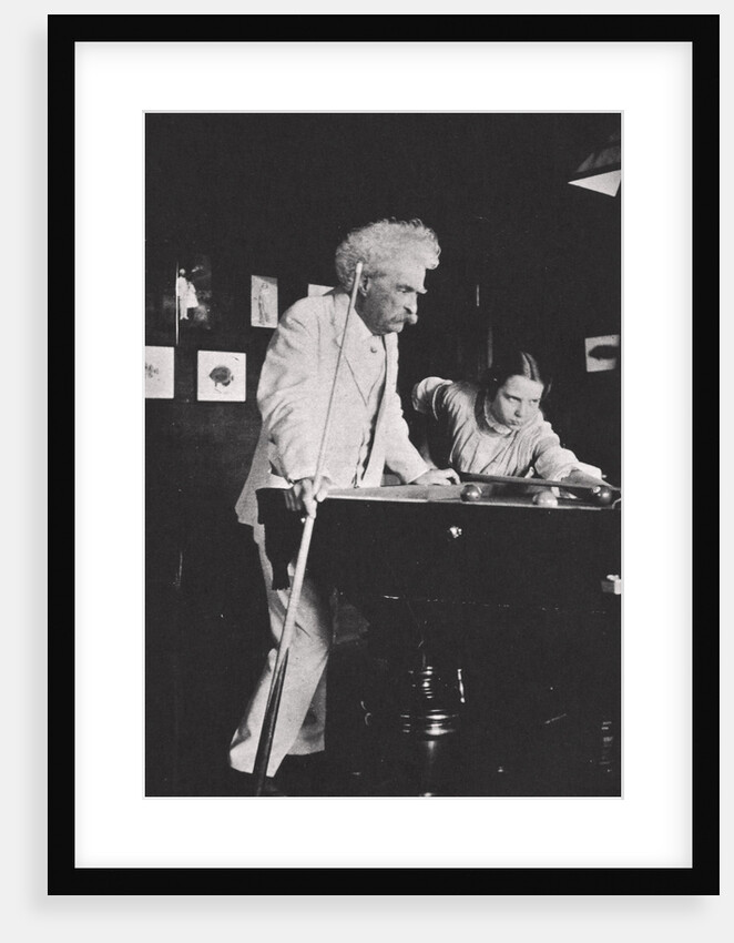 Mark Twain, American author, playing pool by Unknown
