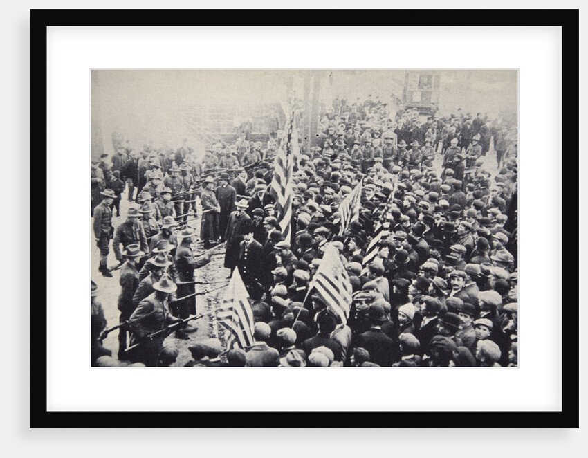 Armed troops confronting protesters during an industrial dispute, USA, 1912 by Unknown