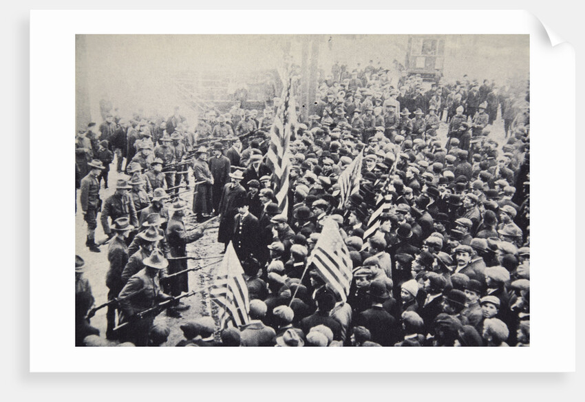 Armed troops confronting protesters during an industrial dispute, USA, 1912 by Unknown