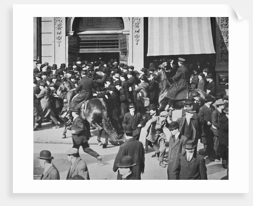 Mounted police disperse a crowd, Union Square, New York City, USA, late 19th or early 20th century by Unknown