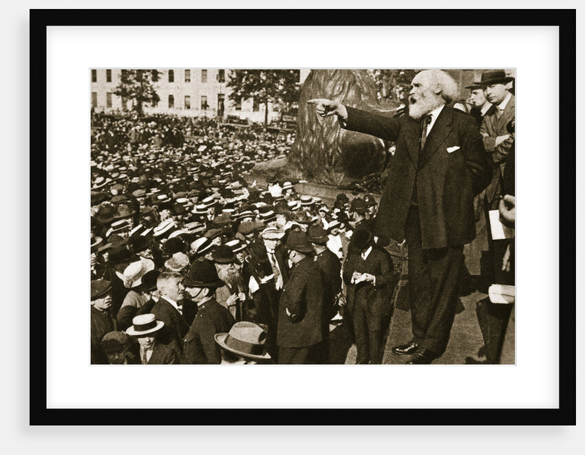 Keir Hardie speaking at a peace rally in Trafalgar Square, 2nd August, 1914 by S and G