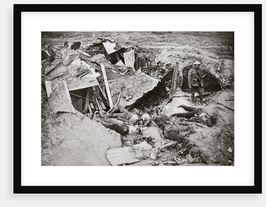 German machine-gun emplacement destroyed by British artillery fire, France, World War I, 1916 by Unknown