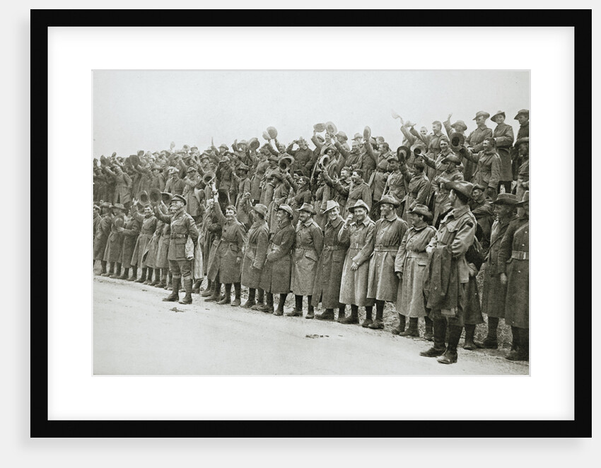 Australians cheer King George V, France, World War I, 1916 by Unknown