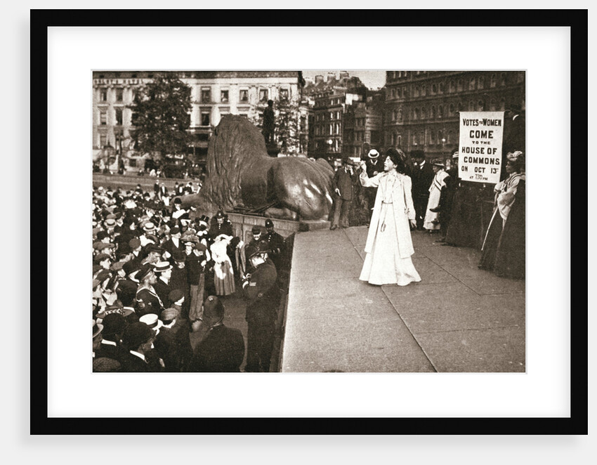 Christabel Pankhurst, British suffragette, addressing a crowd in Trafalgar Square, London, 1908 by Unknown