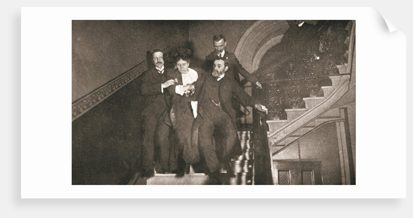Ejection of a woman questioner from City Temple, London, 12 November 1908 by Unknown